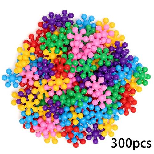 item picture 300pcs 3d snowflake building block set a random colored three dimensional block combination ideal as an toy for children aged 3 and above a family parent child game toy a first birthday gift for kids or a childrens day gift