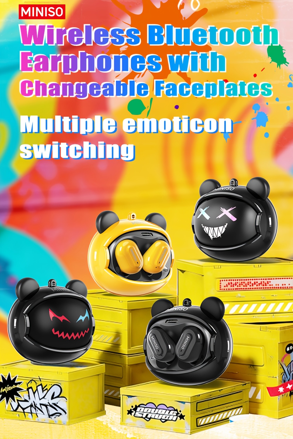 Écouteurs Intelligents de Traduction | Écouteurs Sans Fil Bluetooth 6.0 | Traduction en Temps Réel par IA pour 134 Langues, Logiciel Gratuit à Vie | 40 Heures d'Autonomie, Double Mode pour Jeux et Musique | Charge Rapide Type-C, Design Portable avec Lanière, Masque Élégant à Changement de Visage