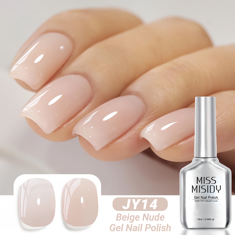 Miss Misidy 0.54oz Beige Nude Gel Polish Sheer Pastel Neutral Natural Milky 16ml Jelly Nail Art Diy At Home