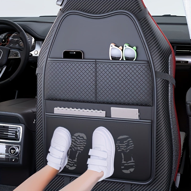 TEMU 1pc Multifunctional Car Seat Back Organizer, Large Capacity Multi-pocket Anti-kick Wear-resistant Car Rear Seat Storage Bag, Suitable For Most
