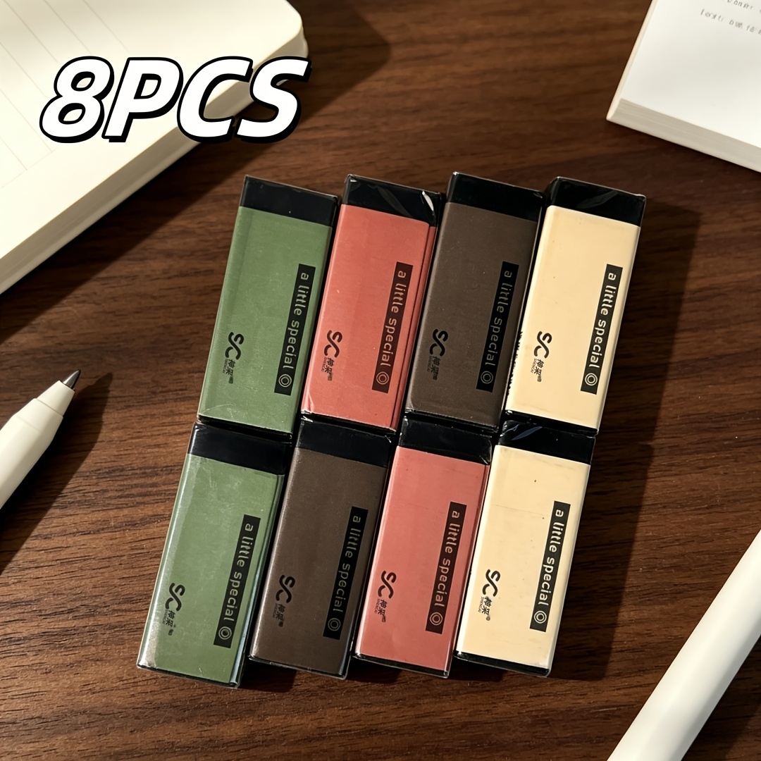 Image of 8pcs Eraser - Perfect For Schools - Pencil Exams And Art Erasers Easy And Durable Eraser Rubber To Clean Stationery Drawing Writing Office Use | Black Eraser|