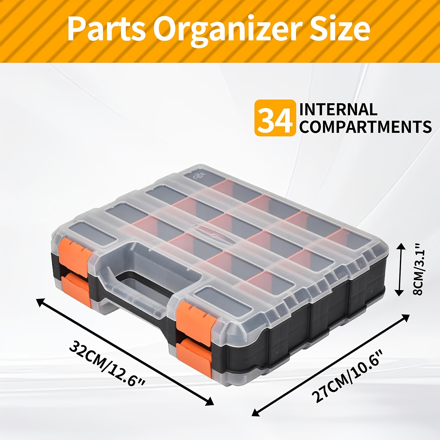 TEMU 34solt Double-sided Tool Storage Box With Adjustable Dividers, Screw Storage Box, Hardware Storage Box, Portable Workshop & Garage Organization