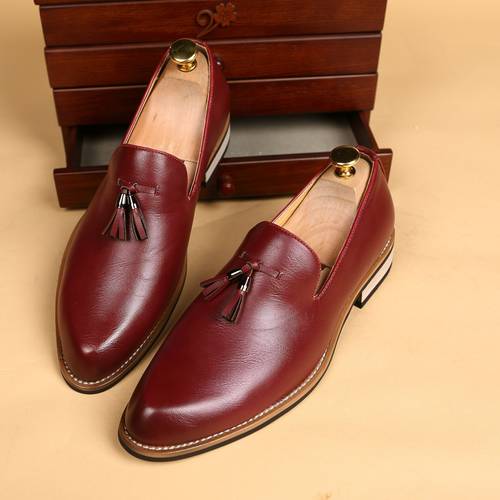 mens versatile slip on loafers with tassels sleek solid for weddings parties