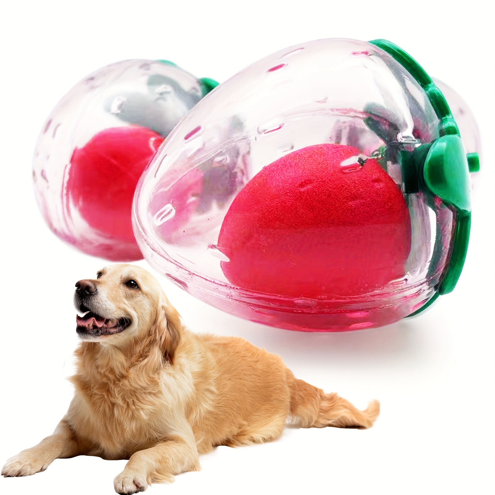 Strawberry-Shaped Pet Toy with Squeaky Ball Inside