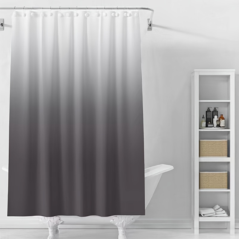 Plastic Shower Curtain Black White Wavy 12 Hooks Waterproof - Temu