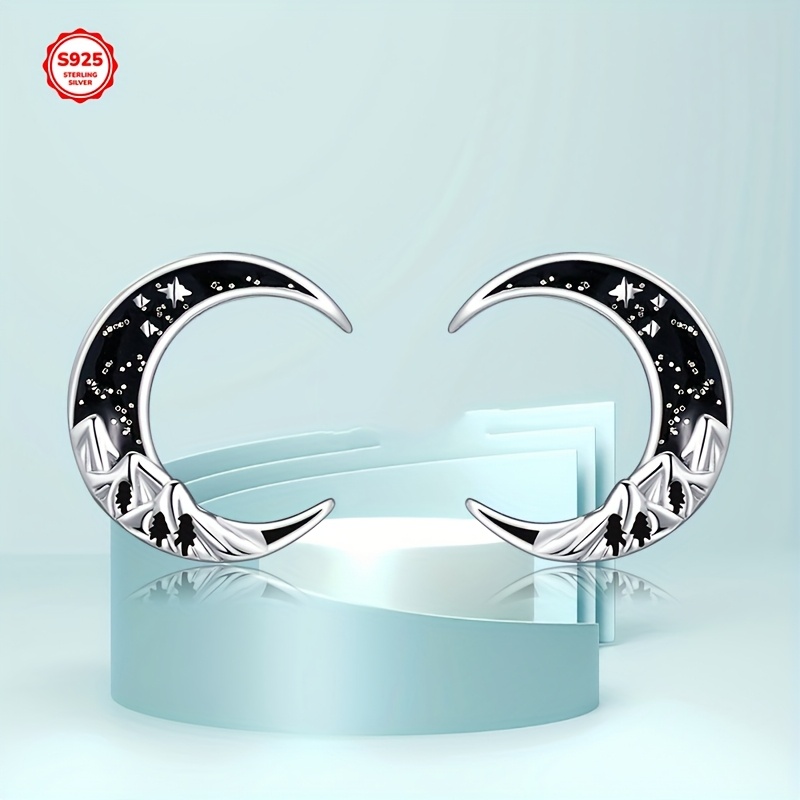   moon earrings for women 925 sterling   stud earrings moon jewelry Product details 4