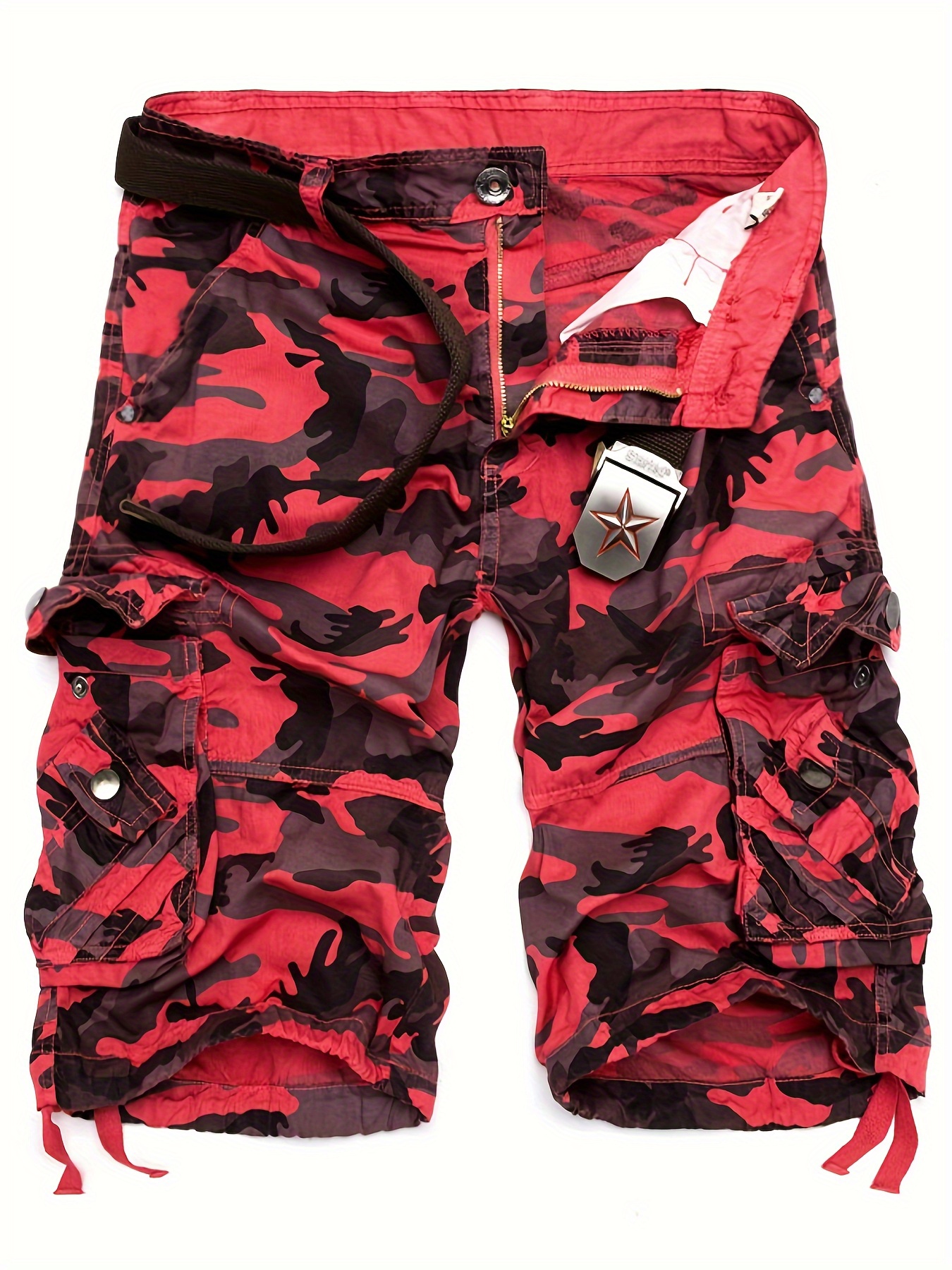 mens cargo shorts casual loose camouflage print 3 4 shorts with pockets for summer