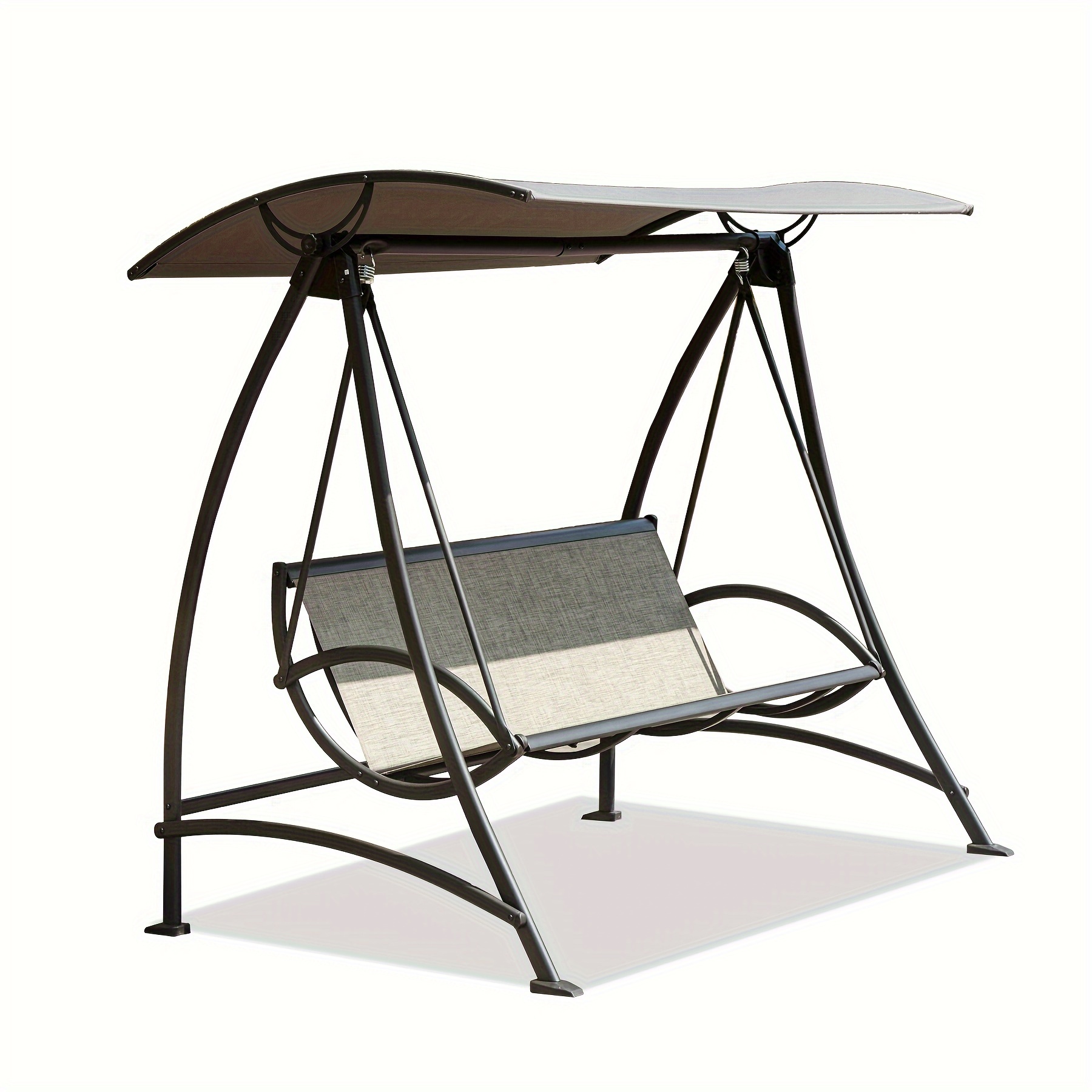 

3-seat Patio Swing Chair, Outdoor Porch Swing With Adjustable Canopy And Durable Steel Frame, Patio Swing Glider For Garden, Deck, Porch, Backyard, Coffee Bar