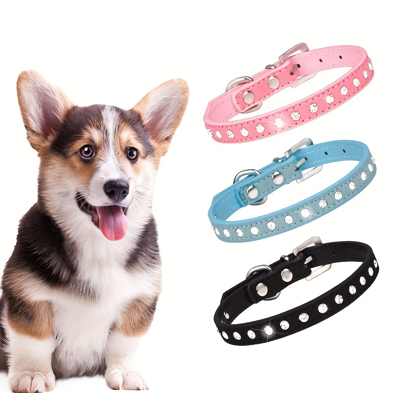 Collare Per Cani In Pelle PU 2 Pezzi Collare Per Animali Domestici Con  Strass Rosa Modello Floreale Collare Per Cani Con Borchie Collare Per  Cuccioli Regolabile In Pelle PU Collari Per Animali