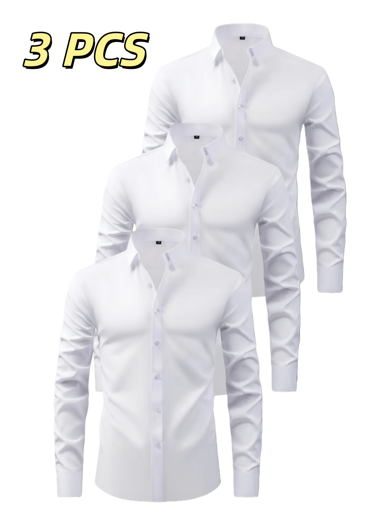 knee length dresses for ladies Classic White Long Sleeve Button Down Tech Shirt main image 1