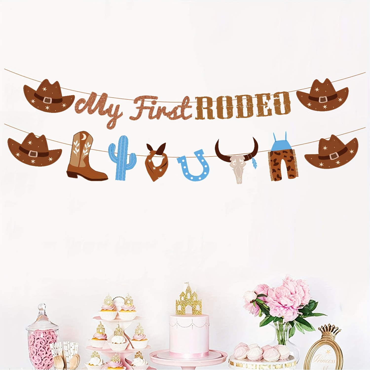 My First Rodeo Birthday High Chair Banner - Cowboy Cowgirl 1st Birthday Decor, Farm Theme Party - View #12