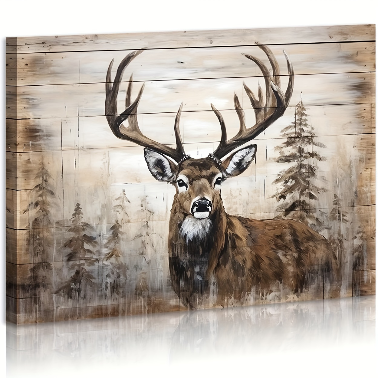 

Rustic Deer & Wilderness Canvas Wall Art, 12x16" - Frameless Country Farmhouse Decor For Bathroom And Bedroom Farmhouse Bathroom Decor Wall Tapestry For Bedroom