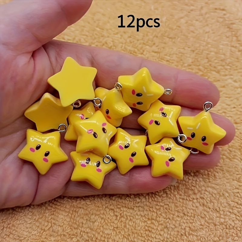 Image of 12pcs Cute Star-shaped Resin Pendants - Necklace Bracelet Making Kit - Easter Valentine's Day Christmas Gift