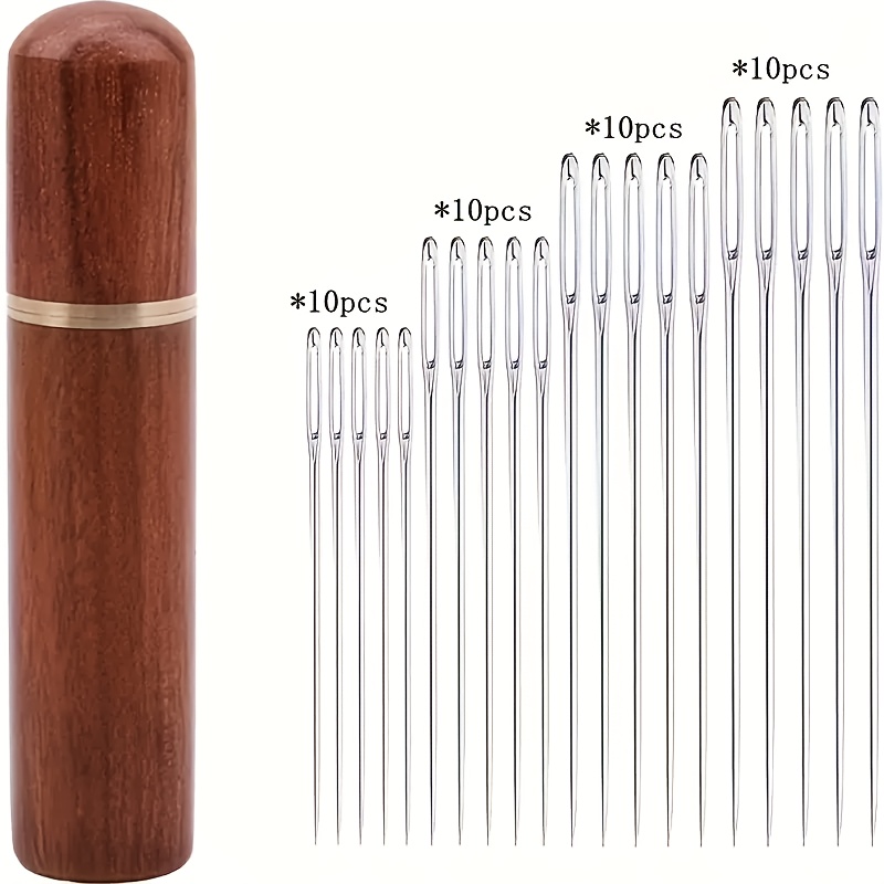 40pcs Large-eye Hand Sewing Needles With Easy-threading Eye & Wooden - Manual Diy Sewing Needles For Fabric,, Needlepoint, Crocheting, (//) - Ideal For Beginners & Crafters
