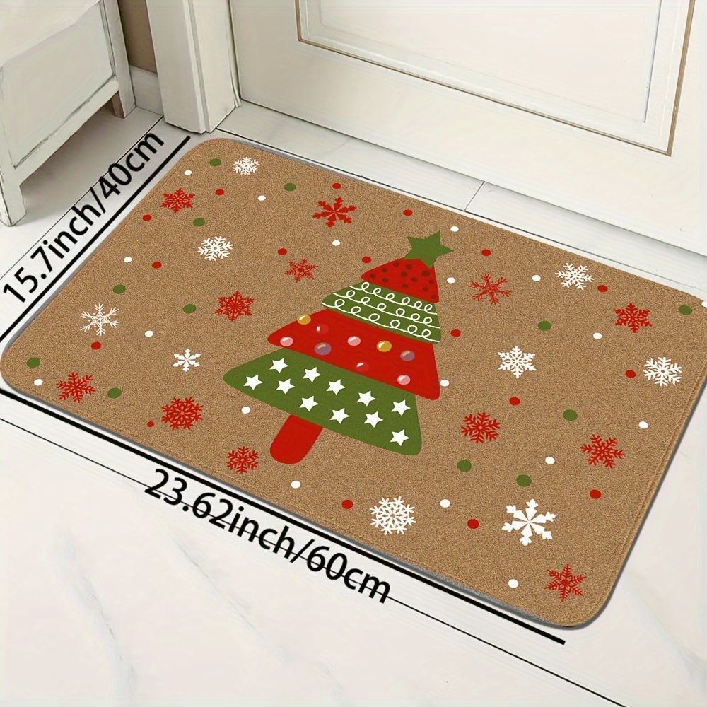 

Festive Christmas Tree Pattern Door Mat: 15.7" X 23.62" - Soft, Non-slip, And Machine Washable For Your Home Decor