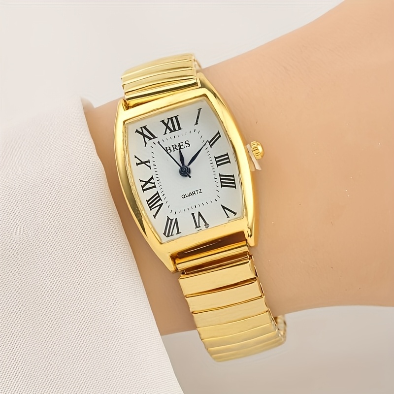 TEMU A New -shaped Elastic Band Watch, An Exquisite Female Style With A Roman Dial, Is Clear, Fashionable, And Trendy. 1pc