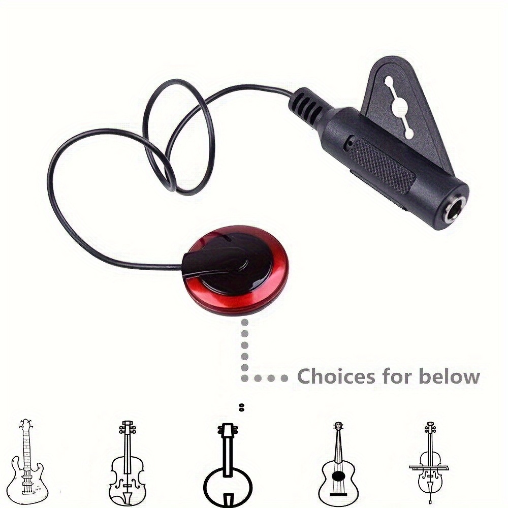 QiJiStar Professional Guitar Pickup, ABS Material, Piezo Contact, 6.35mm Female Plug, Easy Installation, for Acoustic Guitar, Ukulele, Banjo, Kalimba, Harp, Room Electrical Hard Wiring, ?36V