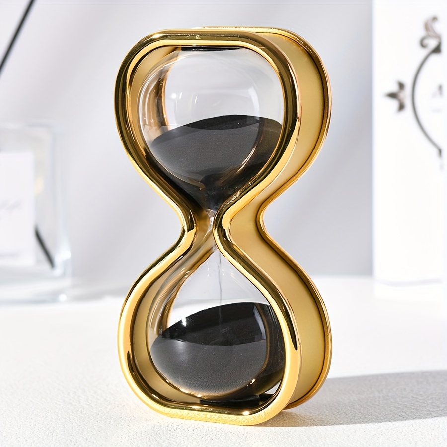 Modern Golden Hourglass Timer with Colorful Sand
