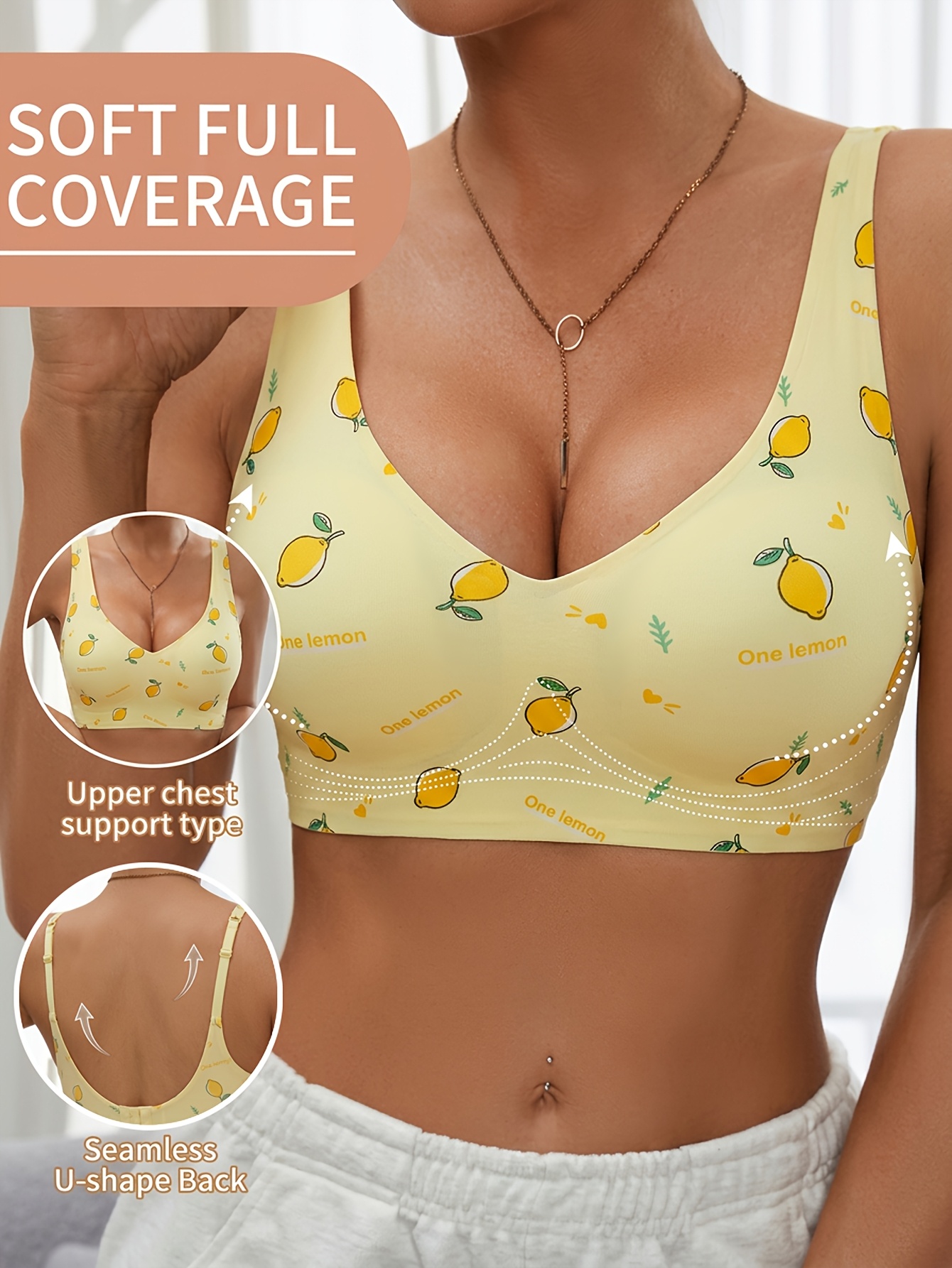 Women's 2pc Wireless Push-up Bra Set, Comfortable Jelly Gel