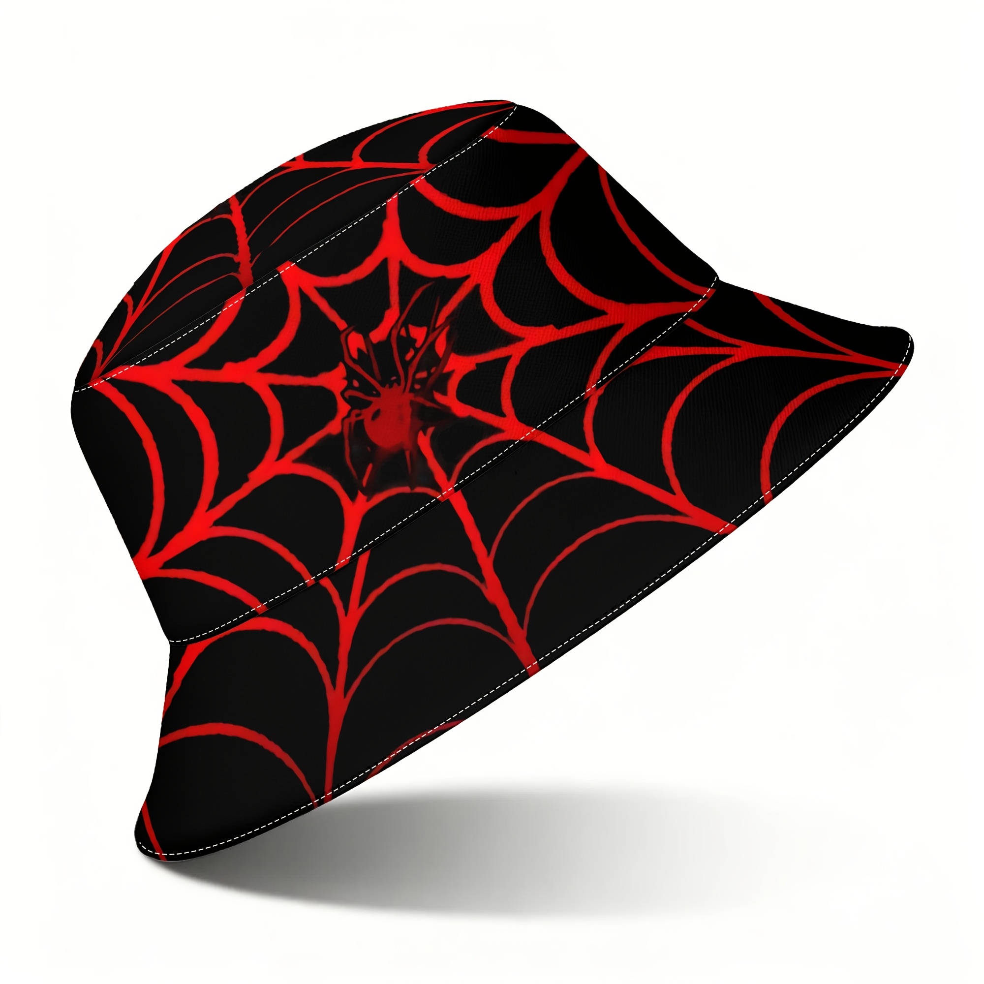 TEMU Spider Web & Spider Print Bucket Hat - Sporty Outdoor With 2d Web Design, Suitable For Daily Wear, Themed Parties, Casual & Athletic Use -