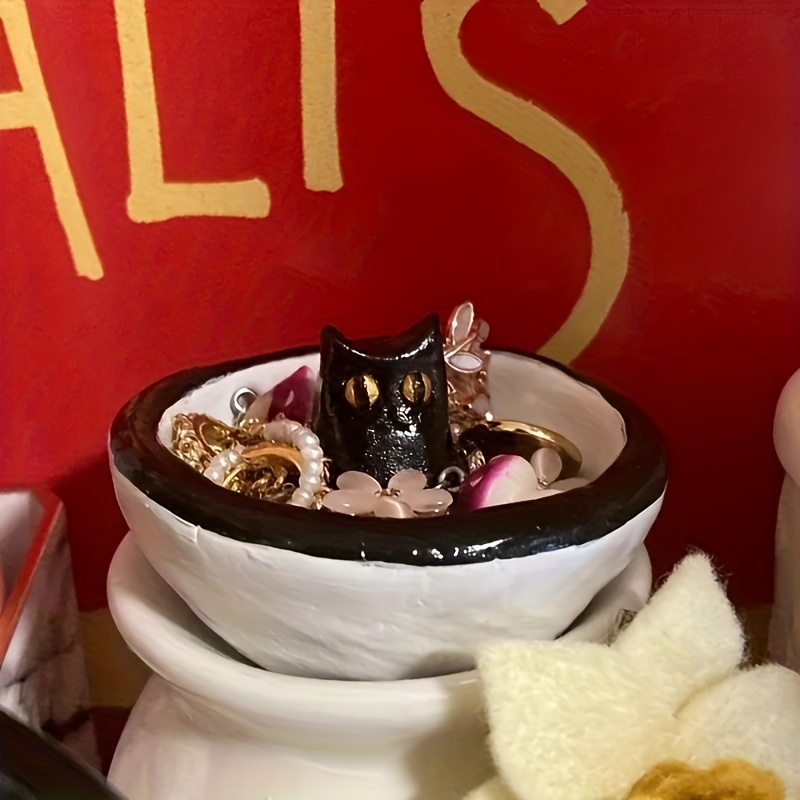 

Creative Black Cat Jewelry Bowl Light Luxurious Home Desktop Decoration