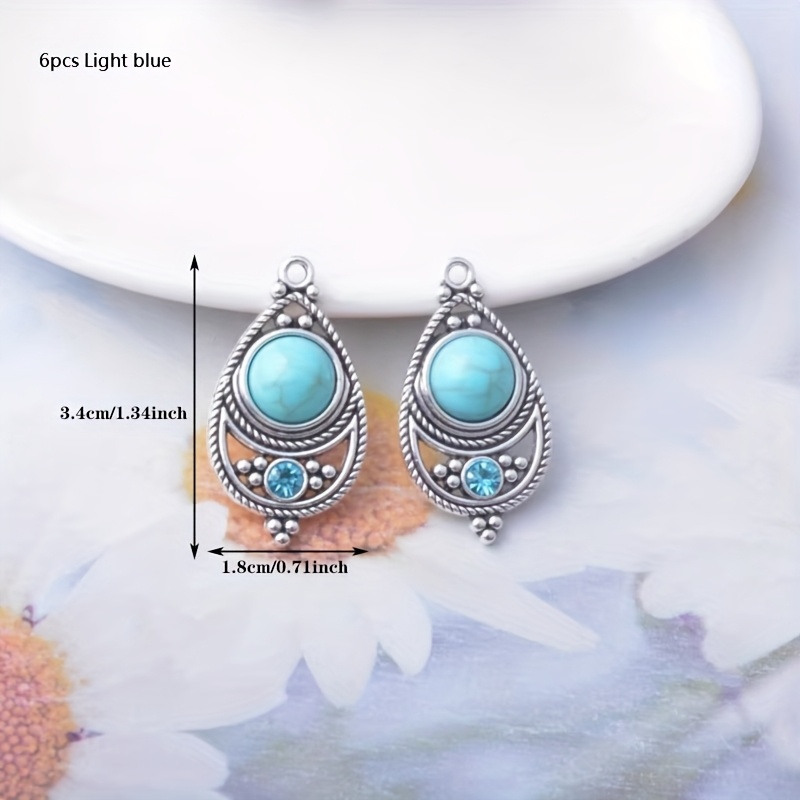 TEMU 6pcs Alloy Charms Bohemian Style Ancient Silvery Women's Earring Dangle Jewelry Additions