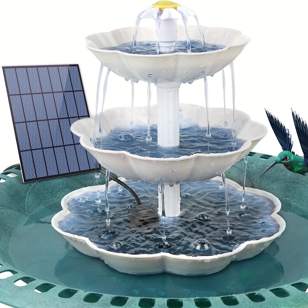 TEMU Solar Bird Bath Fountain, 3 Tier Bird Bath With 3.5w Solar Water Fountain, Solar Powered Fountain Pump For Bird Bath, Courtyard, Outdoor, Garden