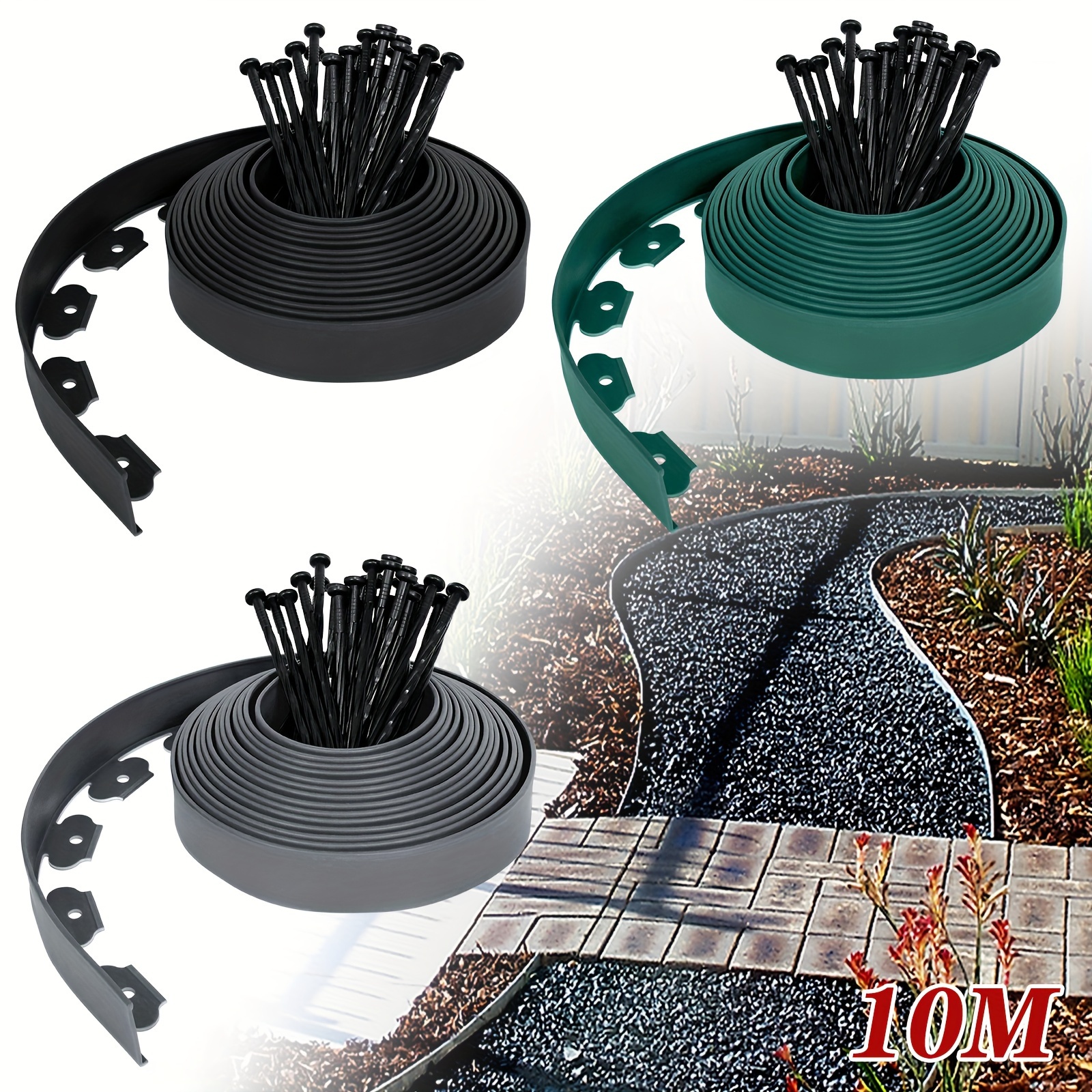 

Subtlety 10m Lawn Edging 5cm Heiht Made Of Pp Plastic, Weatherproof Palisades Roll, Bendable Mowing , Bed Fences With Fixing , Barrier For The Garden