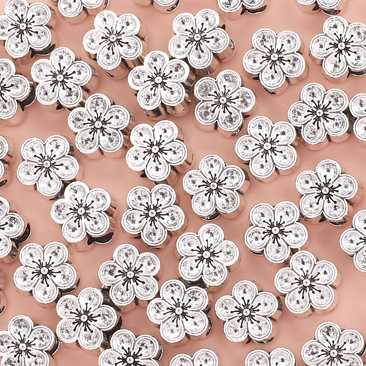 TEMU 12pcs Large Flower Spacer Beads Alloy Spacer Beads Jewelry Additions Beads Beads Spacer Handmade Beaded Making Fashion Bracelets, Necklaces,