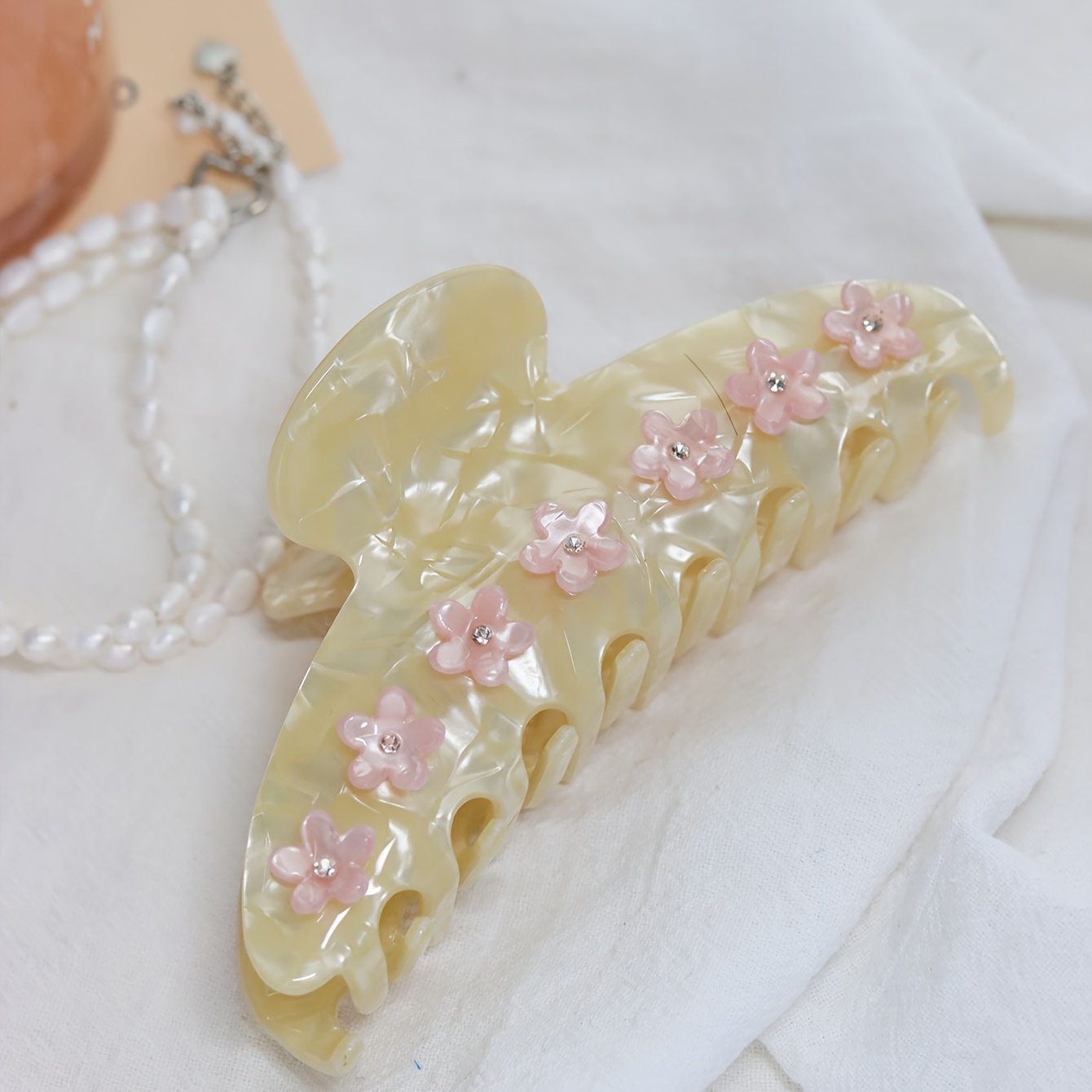 E-shop Große Haarspange mit 3D Chic Blumen Glitzer Glanz Strasssteine Pink Farbe Pop Haarspangen Bling Blumen Haarspangen Elegante