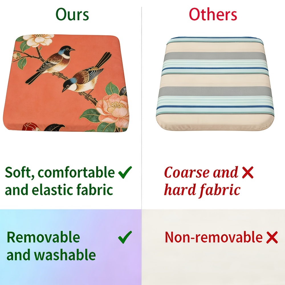1pc New Chinese-Style Meticulous Flower-And-Bird Paintings Pattern Leisure Seat Cushions, Indoor And Outdoor Seat Cushions, Back Cushions, Size 19.7 X 17.7 X 1.57 Inches, Suitable for Garden Chairs