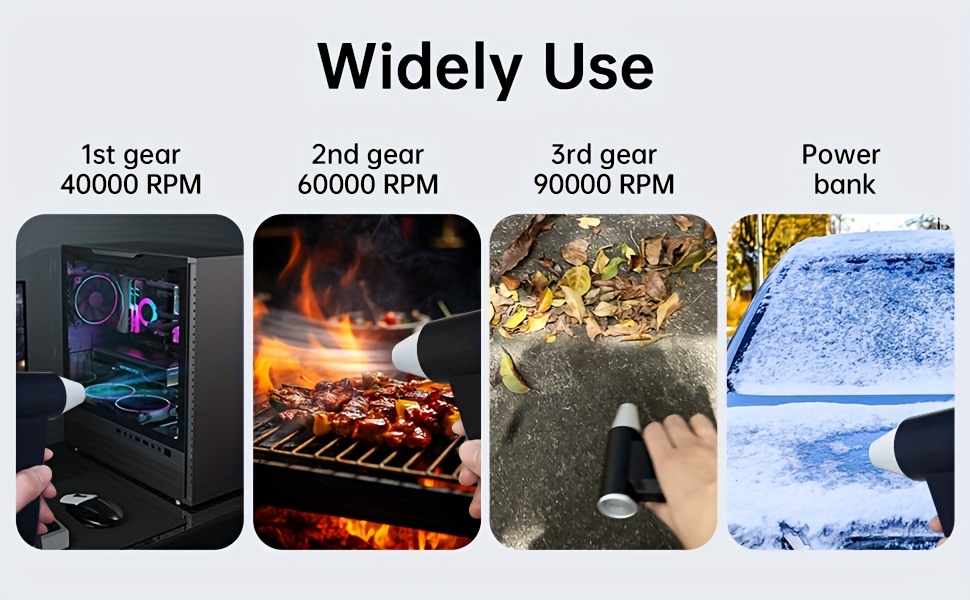   handheld fan with high speed brushless motor   adjustment portable plastic blower with 4000mah lithium battery usb charging for car dusting keyboard cleaning snow blowing bbq   indoor outdoor use details 1