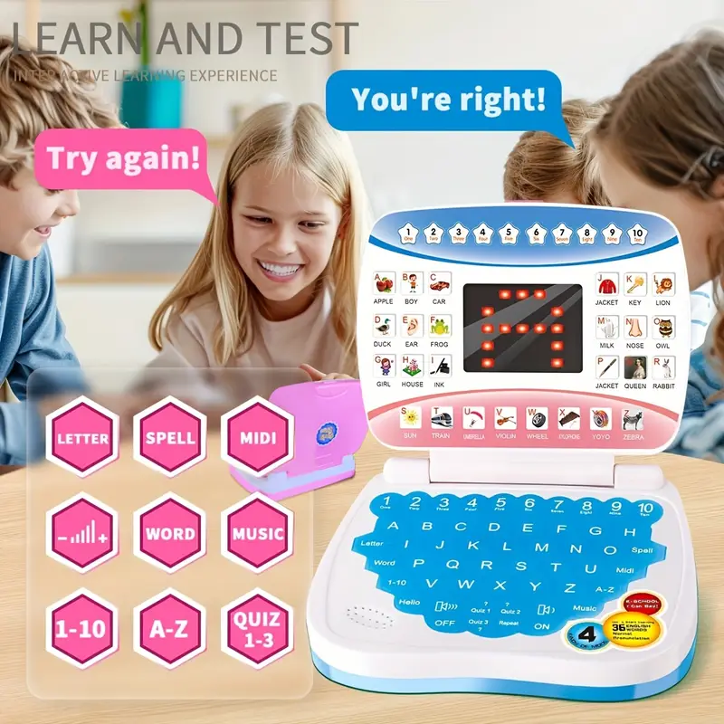 learning computer toy laptop model electronic education multiple functions of letters numbers music suitable for boys and girls over 3 years old childrens educational toys battery not included details 4