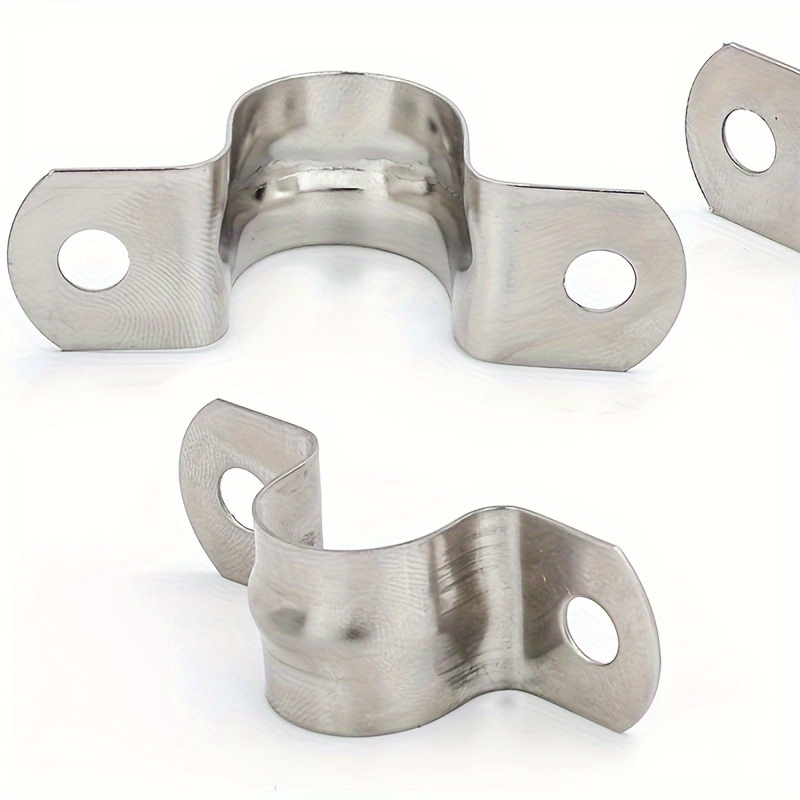 160pcs stainless steel u shaped pipe clamps set metal u clips hose bracket with screws assorted sizes for plumbing cable management details 2