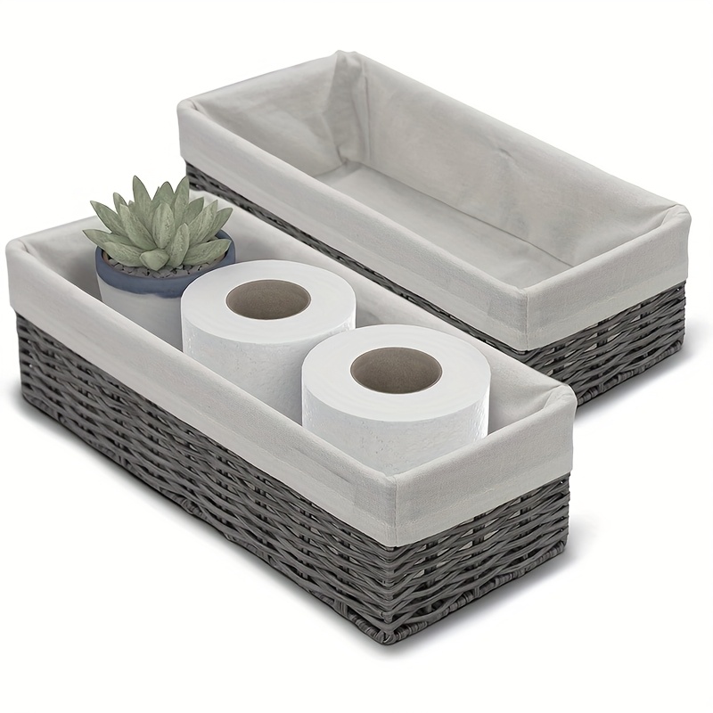 [2 Pack Set] Plastic Storage Basket, Shelf Baskets