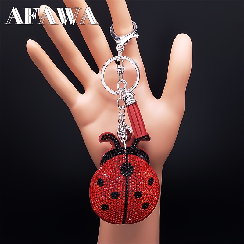 

Ladybug Tassel Crystal Keychain Bag Charm For Men And Women Ladybug Keychain Accessory Jewelry K2871s01