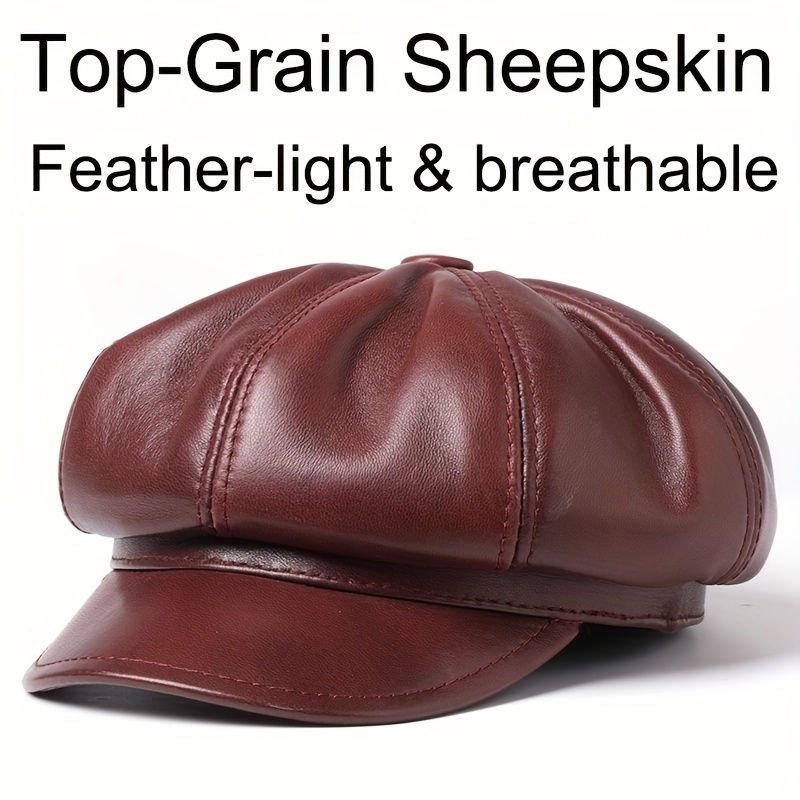 Genuine Sheepskin Leather Women\'s Newsboy Cap Adjustable Women main image 4