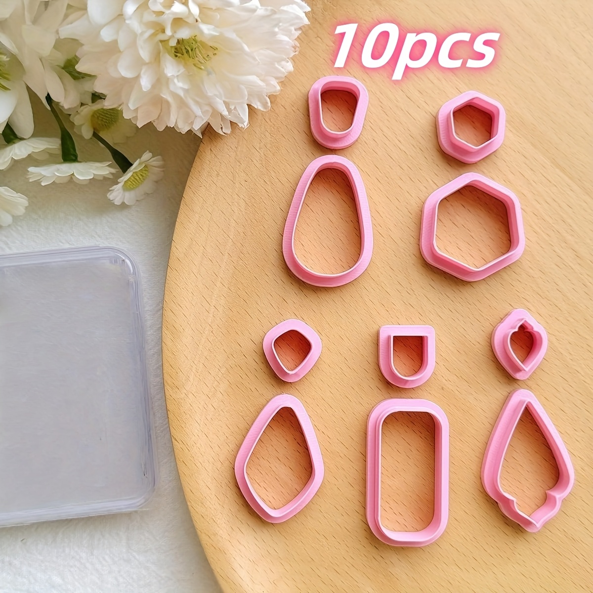 TEMU 10pcs Simple Irregular Shaped Clay Earring Cutter, Used For Polymer Clay Jewelry Clay Cutters, Earrings, Pendant Polymer Clay Earring Cutters,