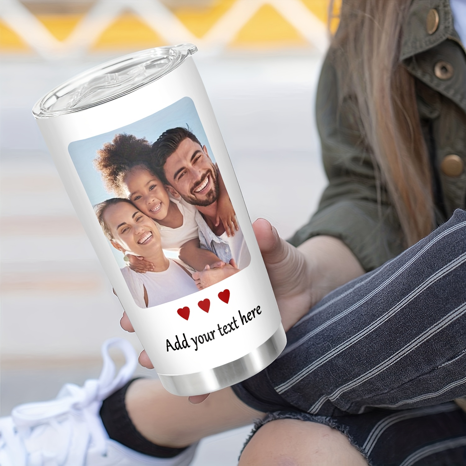 

Customizable 20 Oz Stainless Steel Insulated Travel Mug With Personalized Photo And Text - , Reusable, Bpa-free, Hand Wash Only - Perfect Gift For Birthdays, Christmas, And More