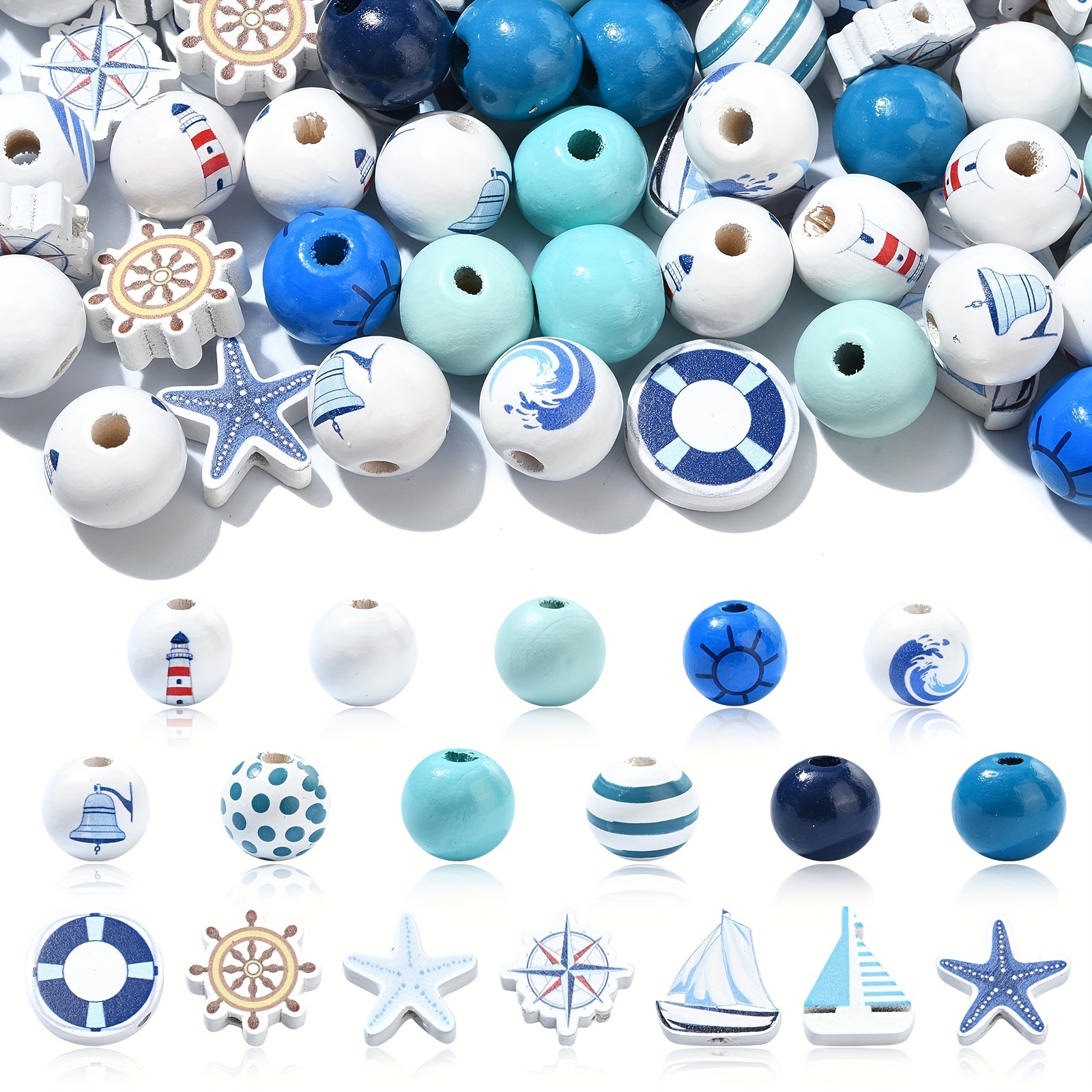 100pcs Of Beads With A Nautical Theme