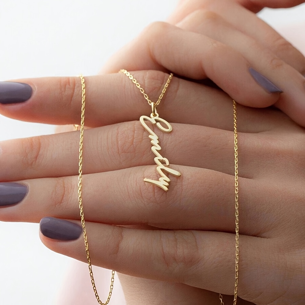 Women's Personalized Vertical Signature Pendant Necklace
