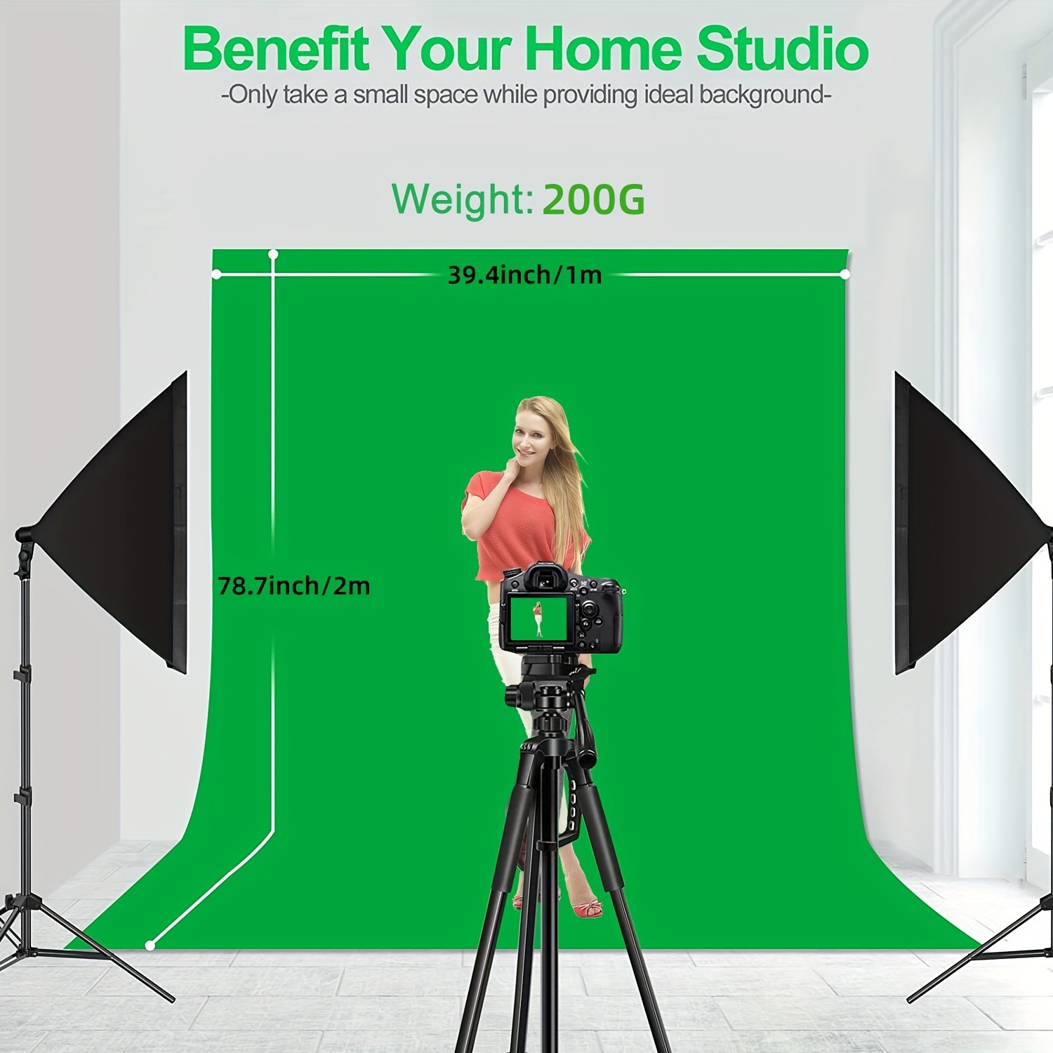 TEMU 1pc Uegogo Polyester Green Screen Backdrop 1x2m, Portable Background For Streaming, Photography, , Live Broadcasts, Gaming, Home Studios - Excludes Stand