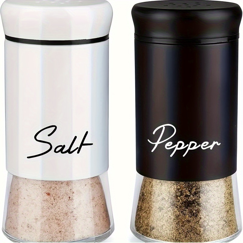 TEMU 1 Set Of Salt And Pepper Seasoning Containers, Glass-bottomed Salt And Pepper Shakers, Suitable For Use With Kitchen Utensils, Dining Tables,