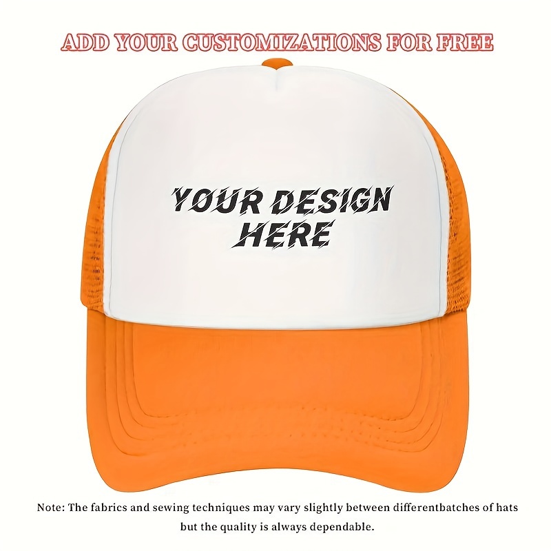 TEMU Customizable Logo/print Trucker Hat With Mesh Back Panel - Adjustable Unisex Suitable For Outdoor,, Promotional Events & Branding