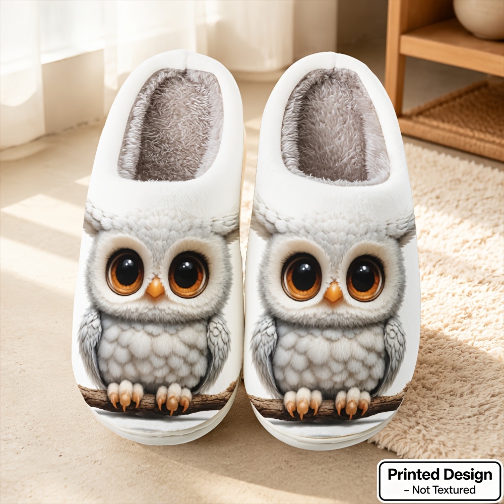 TEMU Printed Design â Not Textured. Elegant And Simple Cartoon Owl On A Tree Branch Pattern, Soft And Skin-friendly, With A Gentle And Warm Feel .