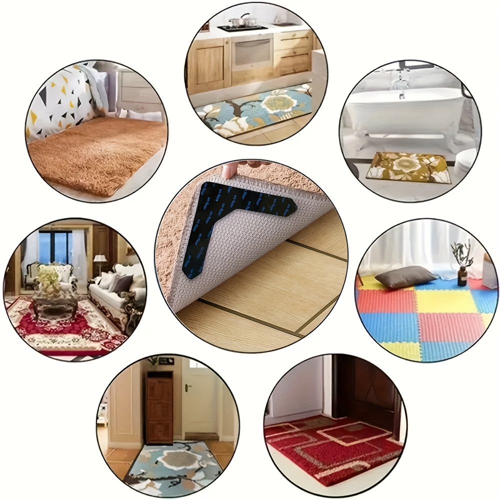 4 8 16 24pcs high quality non slip anti drill carpet stickers suitable for living room dining room bathroom rugs prevent rugs from moving and rolling edges details 2