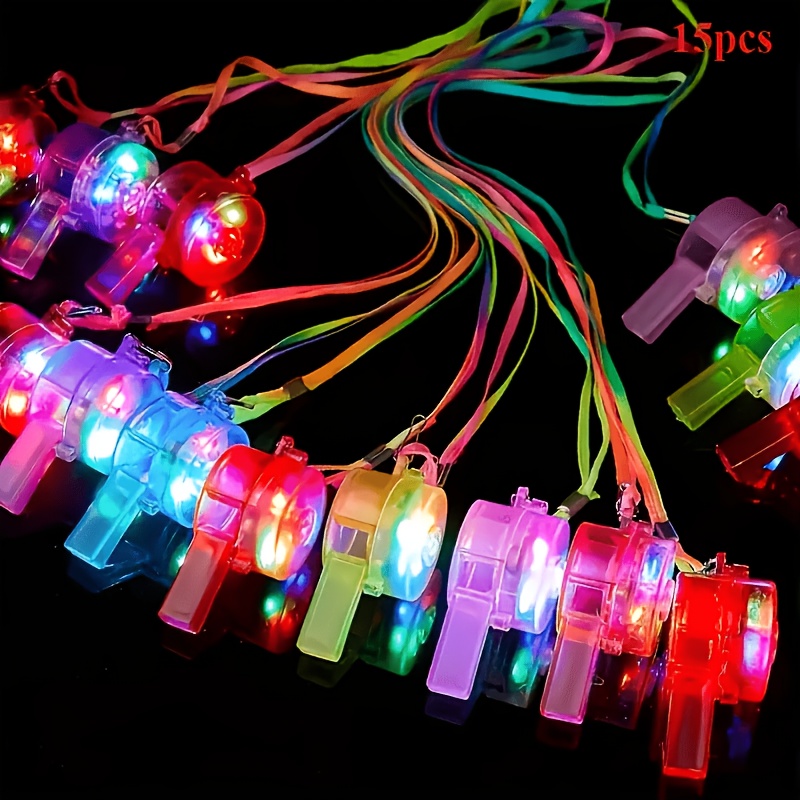 TEMU 15pcs Hanging Rope Luminous Whistles, Colorful Party Luminous Whistles, Holiday , Christmas Stocking Stuffer, Suitable For Christmas Gifts,