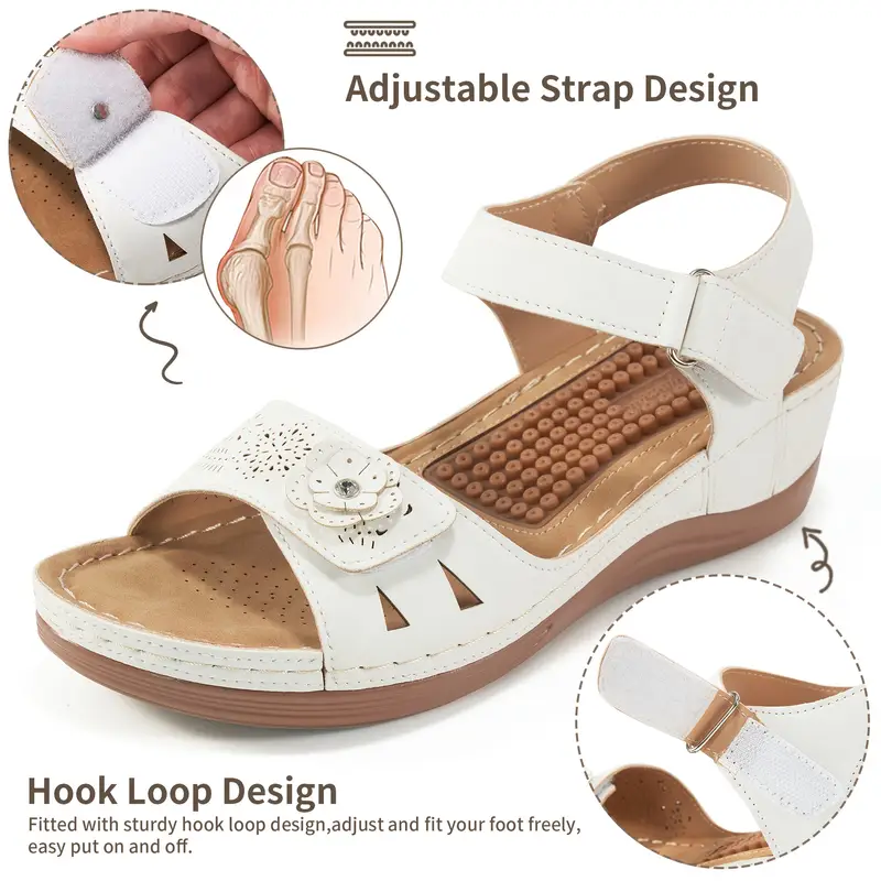 🔥Last Day Promotion 60% OFF🔥 Women's Stylish Wedge Sandals with Arch Support, Easy Slip-On Open Toe Design