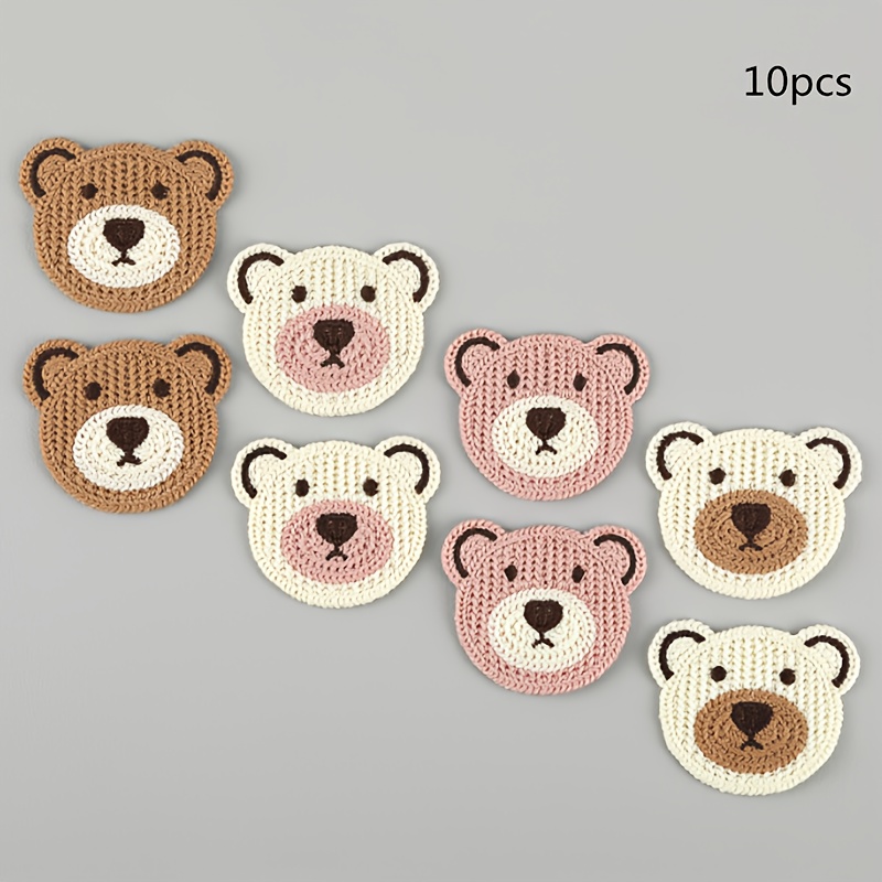 10pcs Cute Embroidered Bear Fabric Patches For Clothing, Shoes, Socks, Box Decoration, Hair Clip Accessories, And Home Decor Craft Supplies