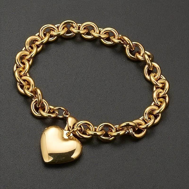 TEMU Pulsera con colgante de dorado para mujer, estilo europeo y americano, lujo , material de acero de titanio hip-hop, adiciones para usar en el